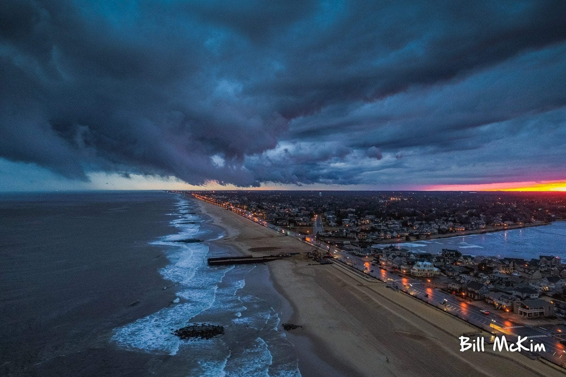 Brilliant Sunset storm clouds over the ocean New Jersey