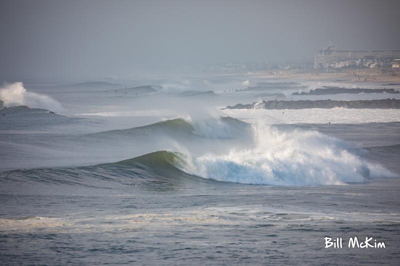 Hurricane Girt rolling waves reach the Jersey shore