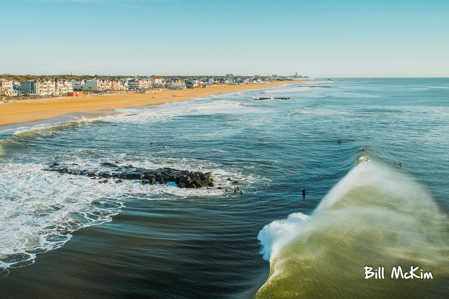 Surfers Rolling Waves Jersey coastline photography