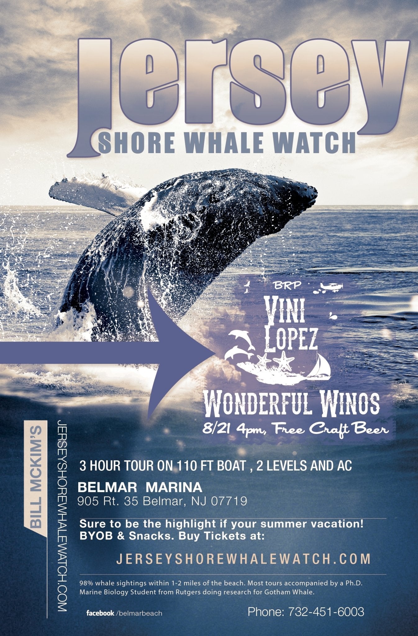 Wednesday Aug 21st Craft Beers whales, and the Wonderful Winos Band trip info