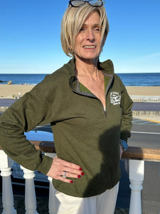 1/4 zipper Sweatshirt Heather Green Bill McKim Photography -Jersey Shore whale watch tours 