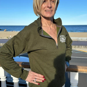 1/4 zipper Sweatshirt Heather Green Bill McKim Photography -Jersey Shore whale watch tours 