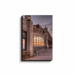 Asbury Park Paramount Theater Sunrise artwork Bill McKim Photography -Jersey Shore whale watch tours Black Wrap 1.25 inch 20x30 inch