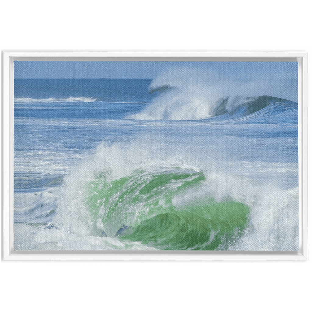 Belmar Emerald Wave Framed 20 x 30 print White frame Framed Fine Art Bill McKim Photography -Jersey Shore whale watch tours 1.25 inch White 20x30 inch