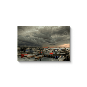 Belmar Marina Storm with Walnut Frame Bill McKim Photography -Jersey Shore whale watch tours 