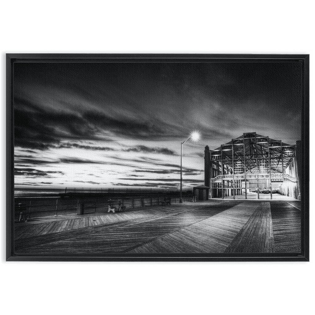 Darkness on the edge of Town Asbury Park Casino 37 x 24 Black Frame Bill McKim Photography -Jersey Shore whale watch tours 1.25 inch Black 20x30 inch