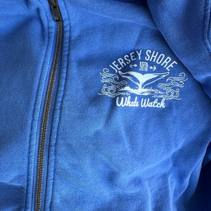 Est. 2016 Design Jersey Shore Whale Watch Sweatshirt printed both sides Bill McKim Photography 2XL Blue Zipper Hoodie heavyweight 