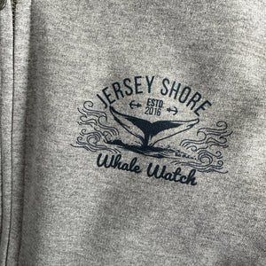 Est. 2016 Design Jersey Shore Whale Watch Sweatshirt printed both sides Bill McKim Photography MEDIUM Heather Grey 