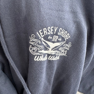 Est. 2016 Design Jersey Shore Whale Watch Sweatshirt printed both sides Bill McKim Photography XL Navy Blue Pullover Hoodie 