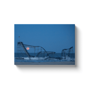 Jet Star Roller Coaster Full Moon Seaside Heights NJ Jetstar Bill McKim Photography -Jersey Shore whale watch tours Image Wrap 1.25 inch 12x18 inch