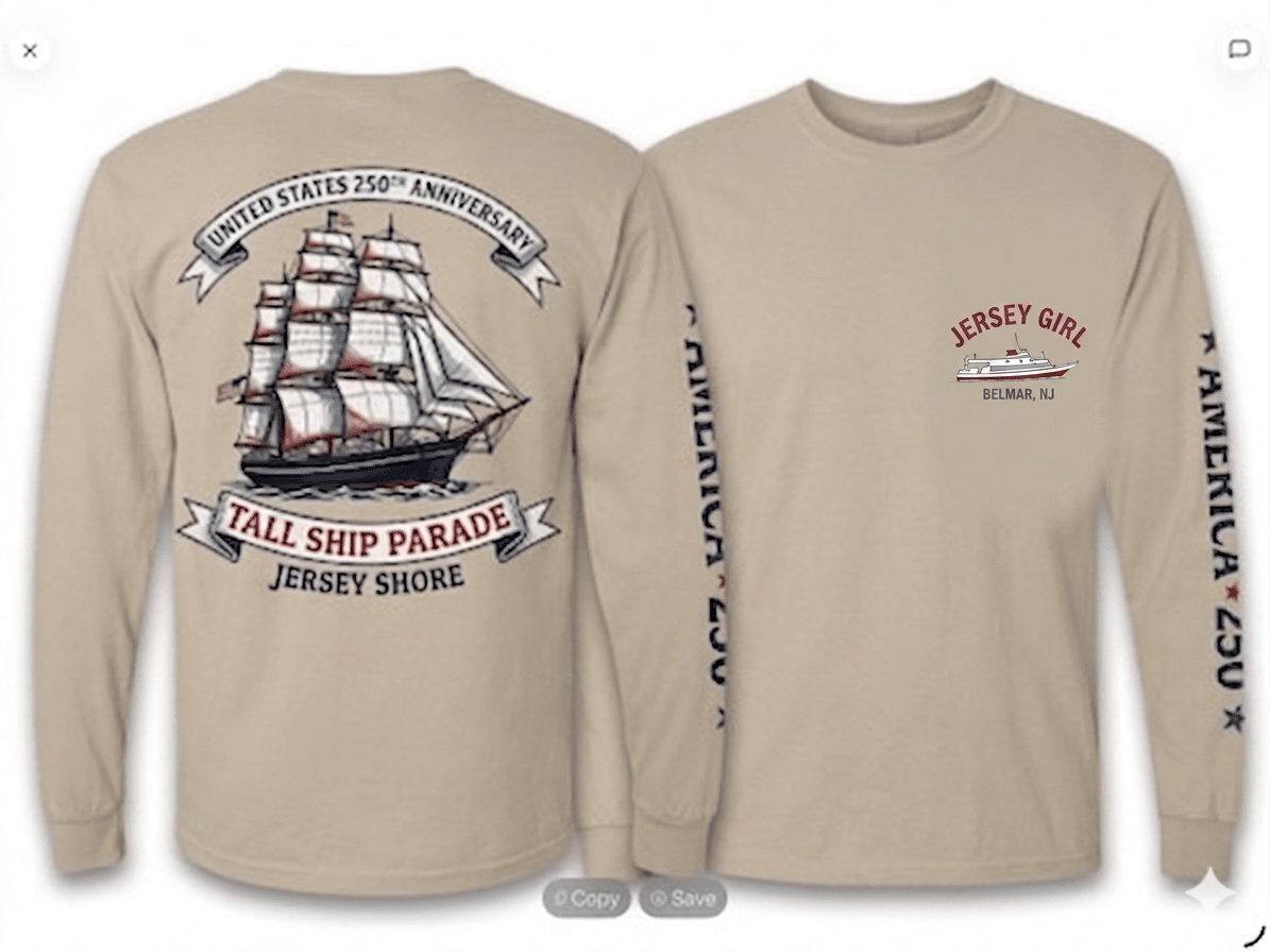 Sail 250 Tall Ships Long Sleeve | Jersey Girl Bill McKim Photography 