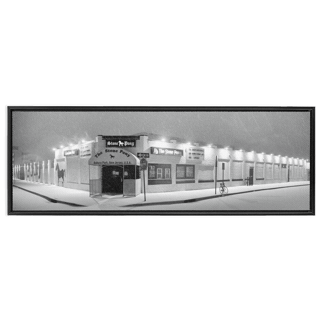 Stone Pony Christmas Framed Fine Art Asbury Park Bill McKim Photography -Jersey Shore whale watch tours 1.25 inch Black 12x36 inch