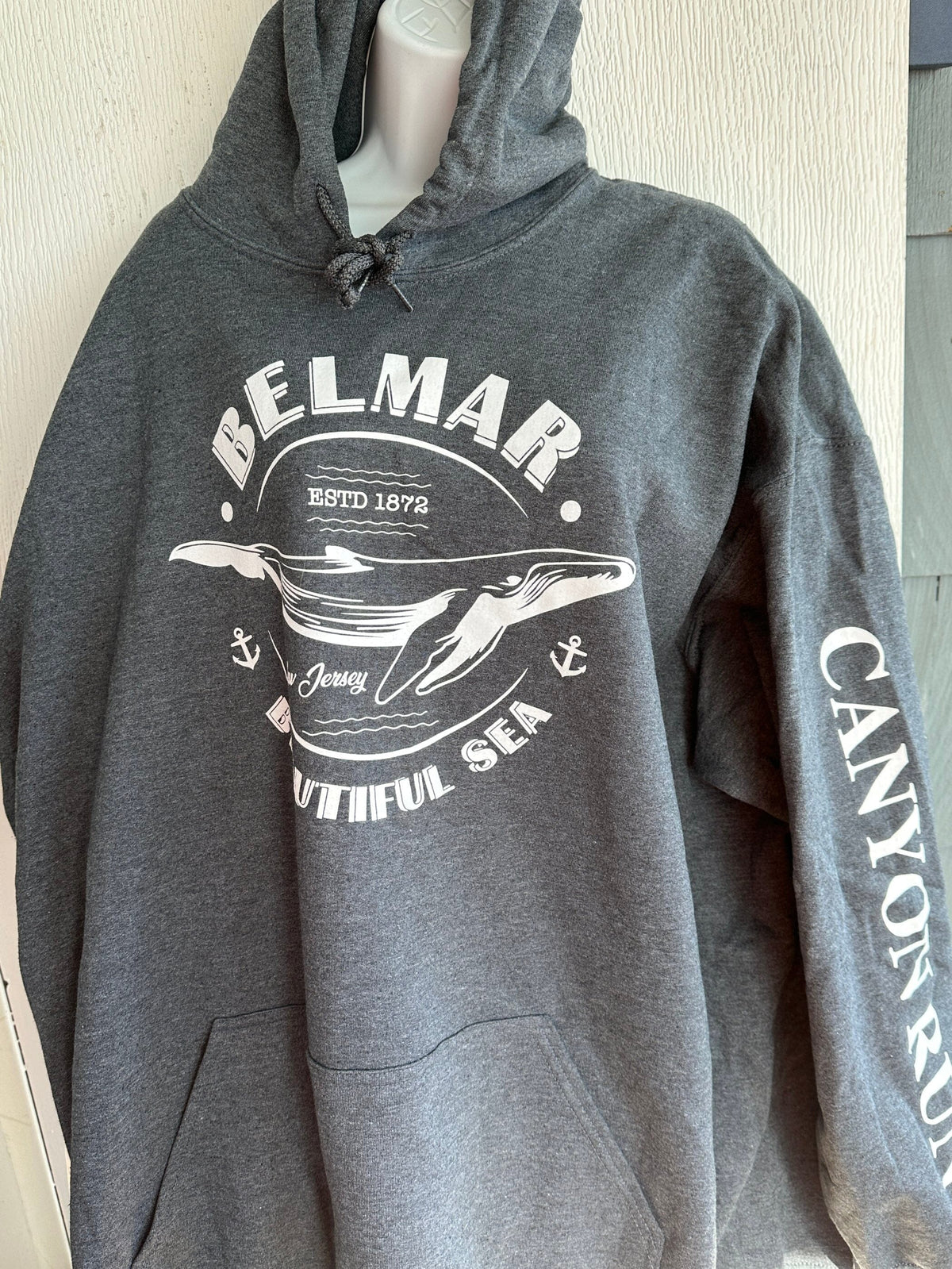 150th Anniversary Belmar Sweatshirt Whale Print Canyon Run Bill McKim Photography -Jersey Shore whale watch tours 
