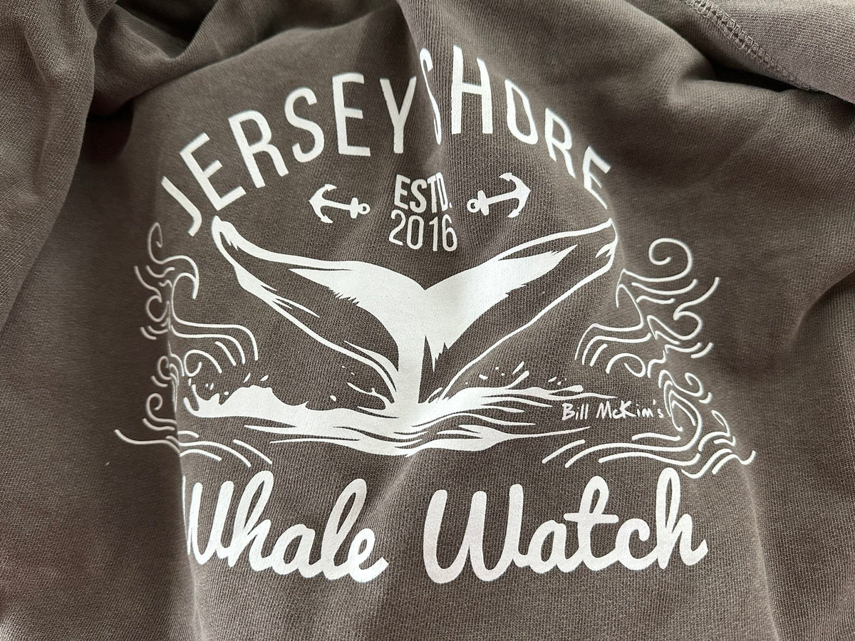 150th Anniversary Belmar Sweatshirt Whale Print Canyon Run Bill McKim Photography -Jersey Shore whale watch tours 
