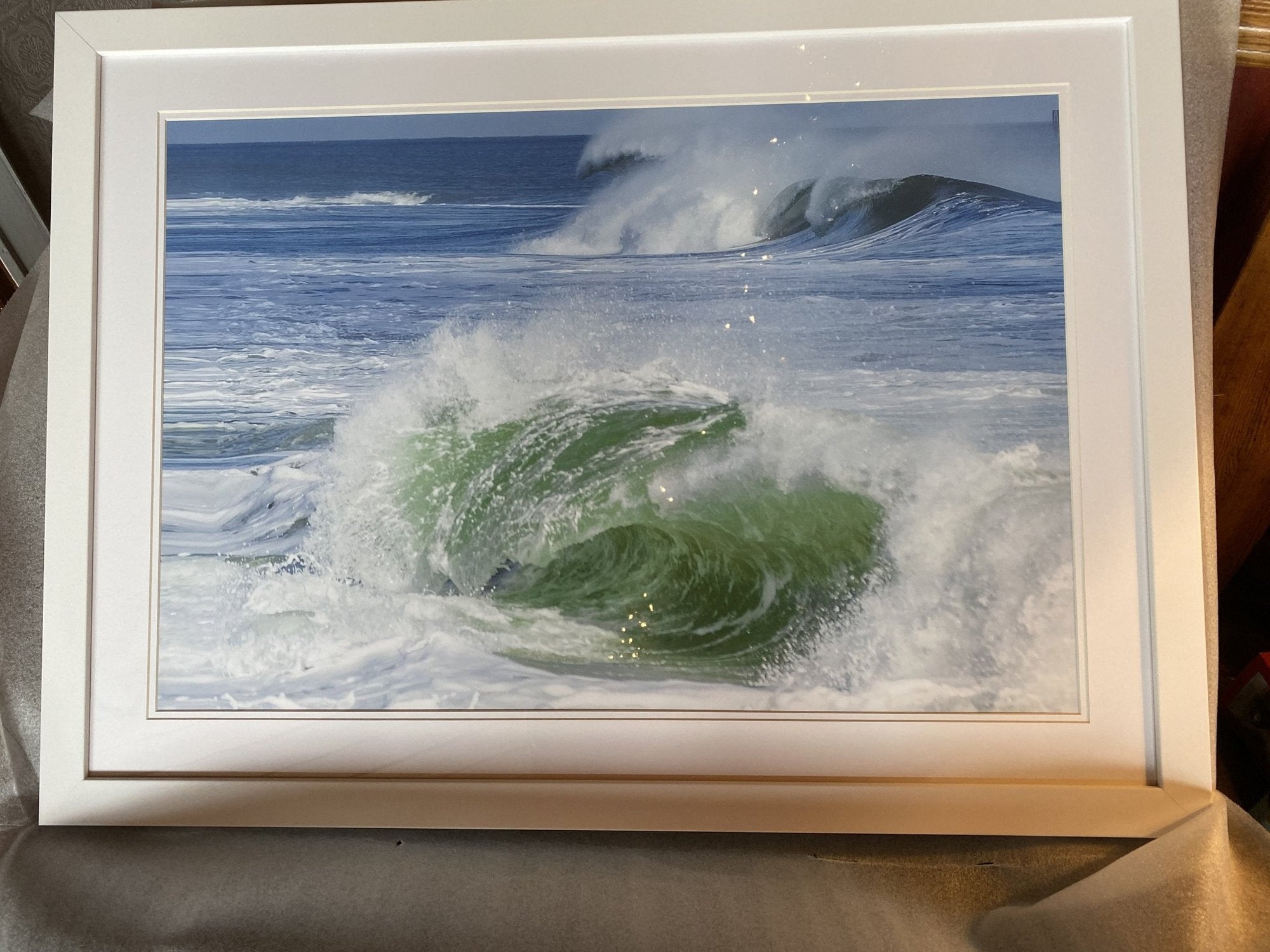 Belmar Emerald Wave Framed 20 x 30 print White frame Framed Fine Art Bill McKim Photography 