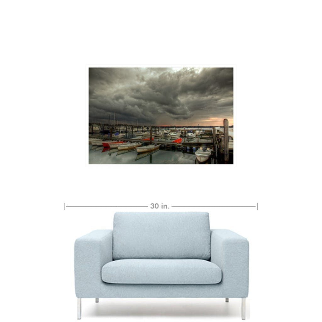 Belmar Marina Storm with Walnut Frame Walnut Frame CG Pro Prints 16&quot;x24&quot;x1.25&quot; Walnut Framed Canvas Gallery Wrap 
