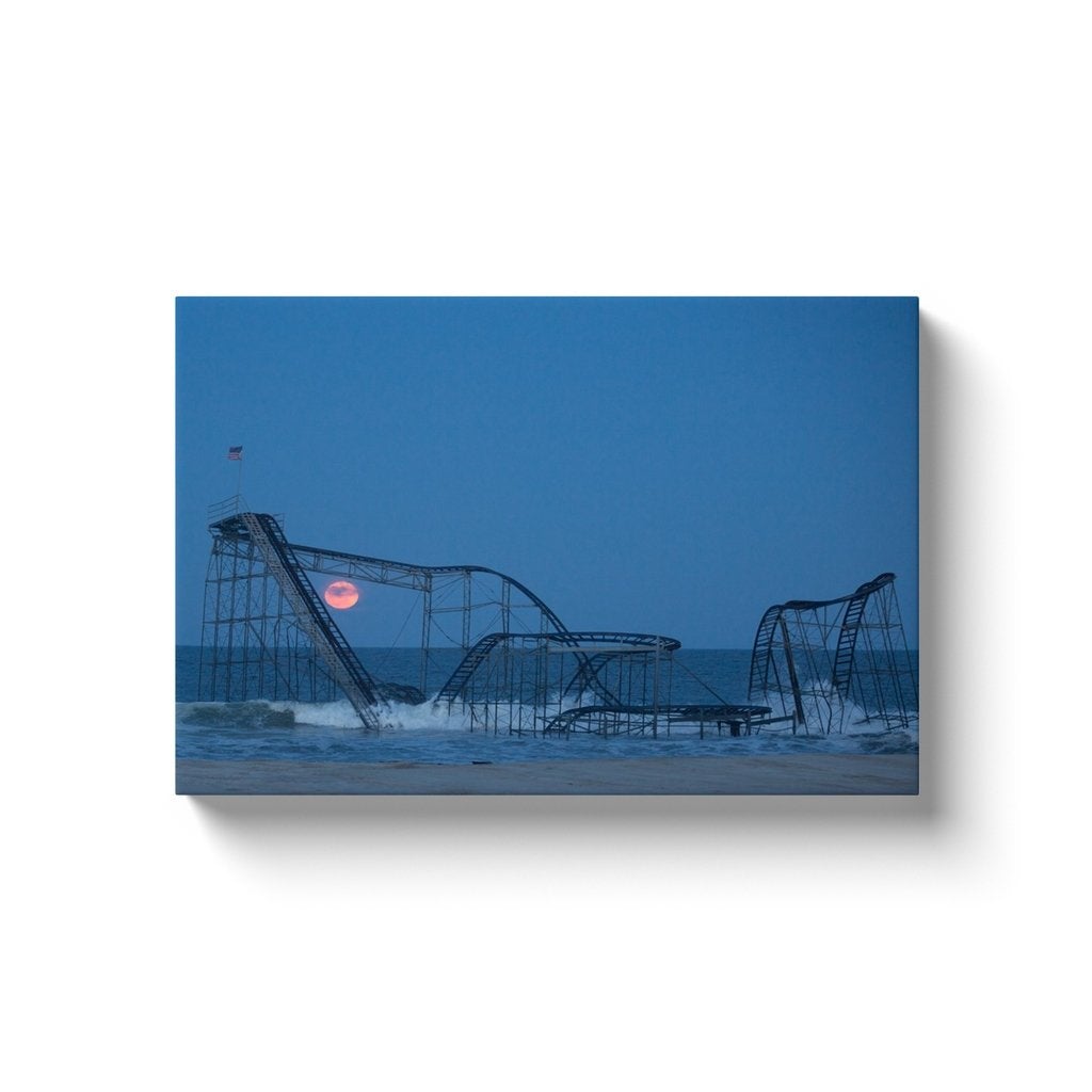 Canvas Wraps Roller Coaster in water Seaside Heights Sandy Bill McKim Photography -Jersey Shore whale watch tours Image Wrap 12x18 inch 