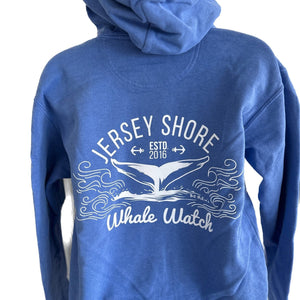 Canyon Run Sweatshirts Jersey Shore Whale Watch Bill McKim Photography -Jersey Shore whale watch tours Small Hooded Crunchberry Blue Ladies 