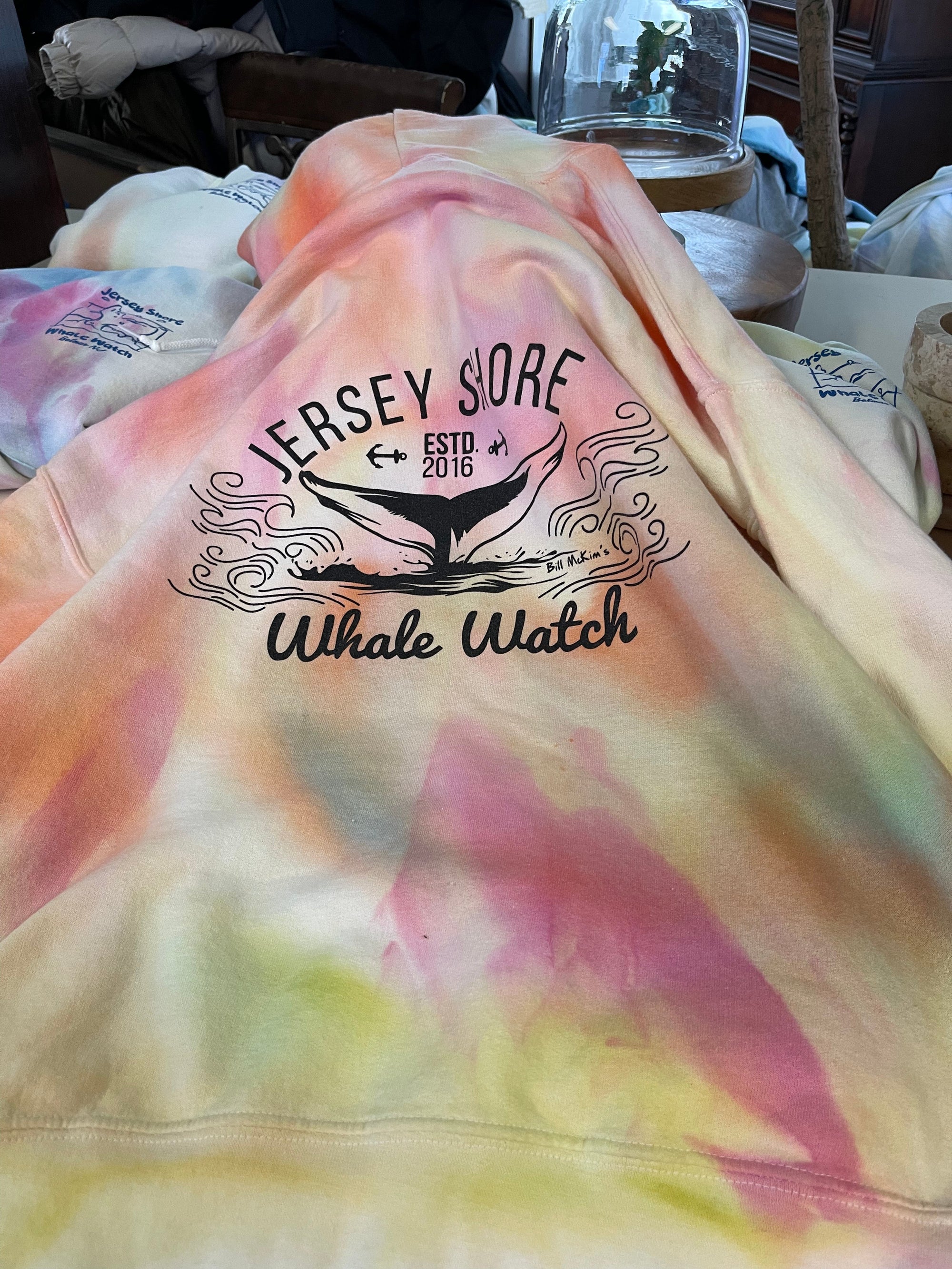 Crewneck Sweatshirt Unique Tie Dye Jersey Shore Whale Watch t Original Design Bill McKim Photography 