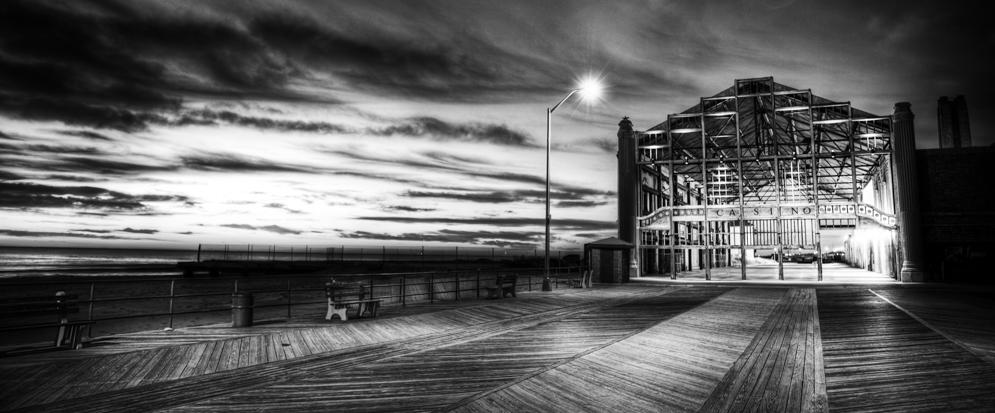 Darkness on the edge of Town Asbury Park Casino 37 x 24 Black Frame Bill McKim Photography 