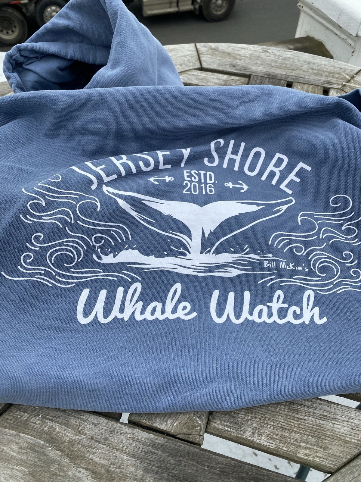 Est. 2016 Design Jersey Shore Whale Watch Heavyweight Sweatshirt printed both sides Bill McKim Photography XXXL Bluejean 