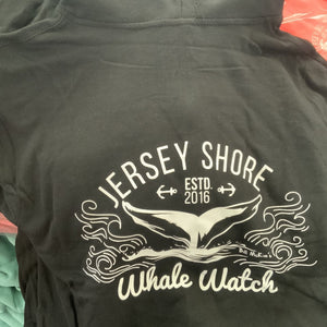 Est. 2016 Design Jersey Shore Whale Watch Sweatshirt printed both sides Bill McKim Photography Small Black 