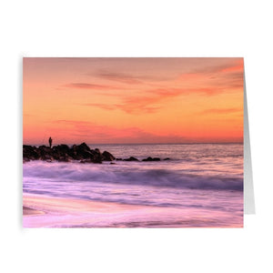 Folded Cards Fisherman at Sunrise Bill McKim Photography -Jersey Shore whale watch tours 120# Silk Cover 4.25x5.5 inch 5 Cards