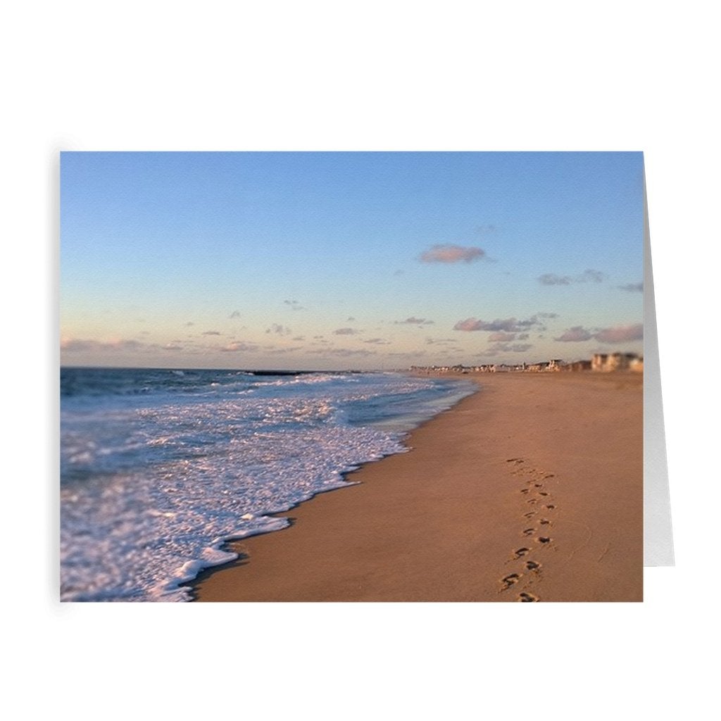 Folded Cards Footprints in the Sand, 10 cards &amp; Envelopes Bill McKim Photography -Jersey Shore whale watch tours 120# Silk Cover 4.25x5.5 inch 10 Cards