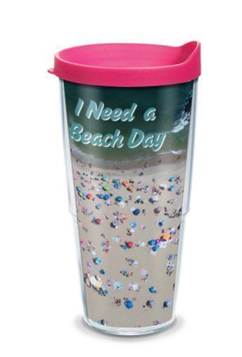 I need a beach Day! 24 oz Tervis Tumbler by Bill McKim Tervis 24 Oz American Made with Pink top 