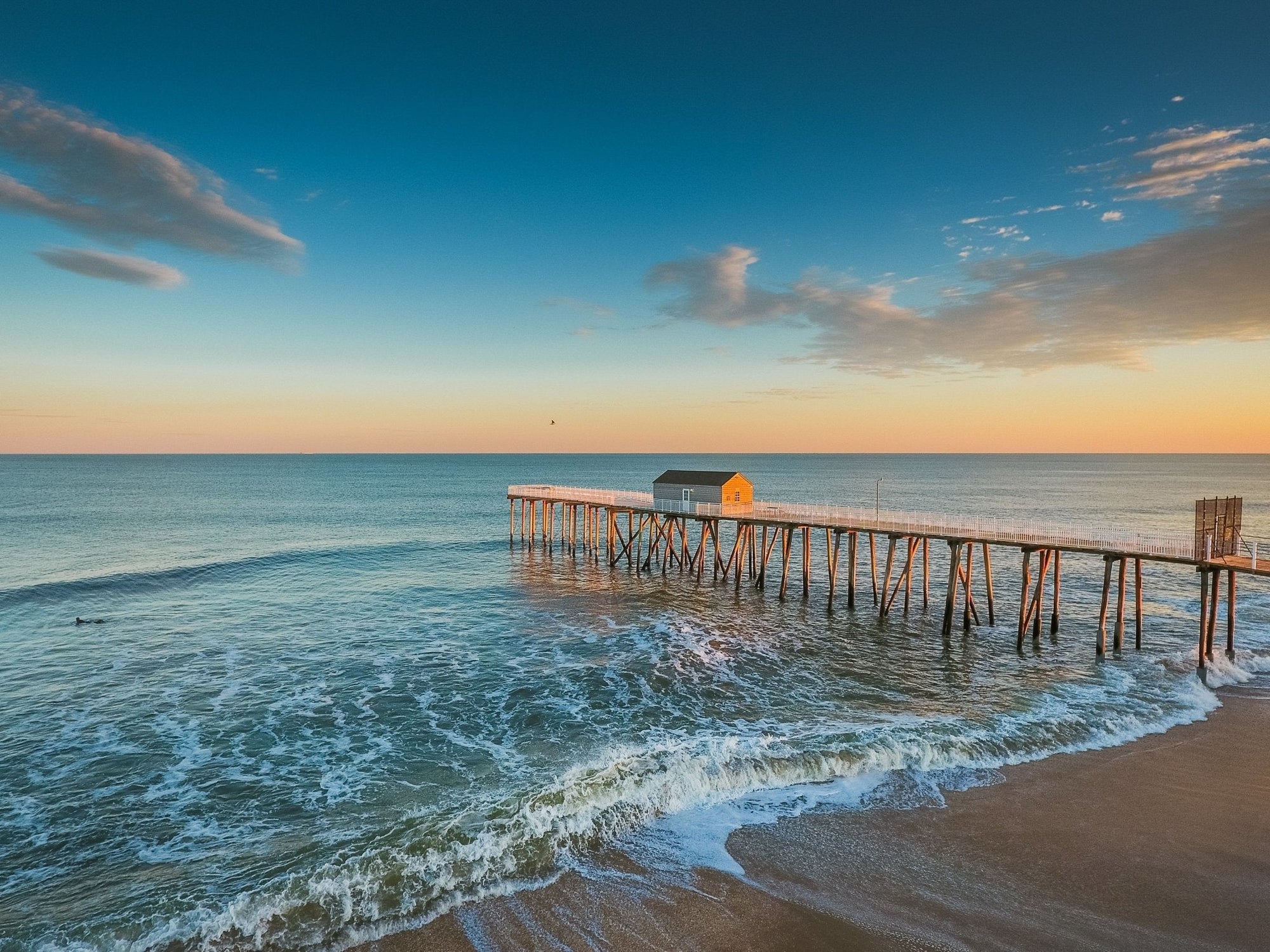 In Stock Belmar Fishing Pier 22 19 Matted and Framed in White Bill McKim Photography -Jersey Shore whale watch tours 