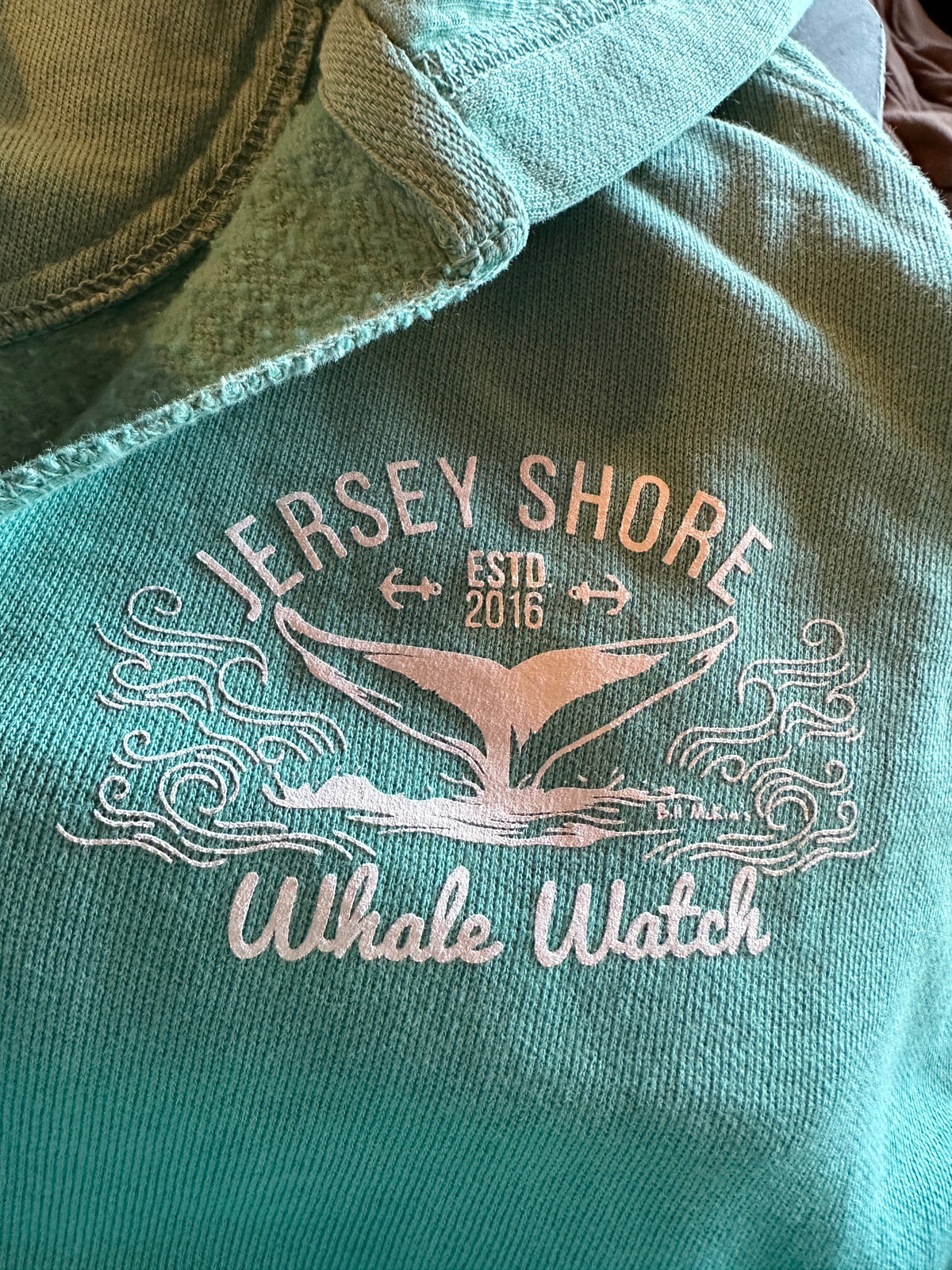 Jersey Girl Hooded Sweatshirt 2023 JSWW Bill McKim Photography -Jersey Shore whale watch tours Small Sea grass Green 