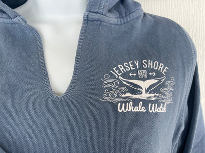 Jersey Girl Hooded Sweatshirt 2023 JSWW Ladies Cut v notch Bill McKim Photography -Jersey Shore whale watch tours 