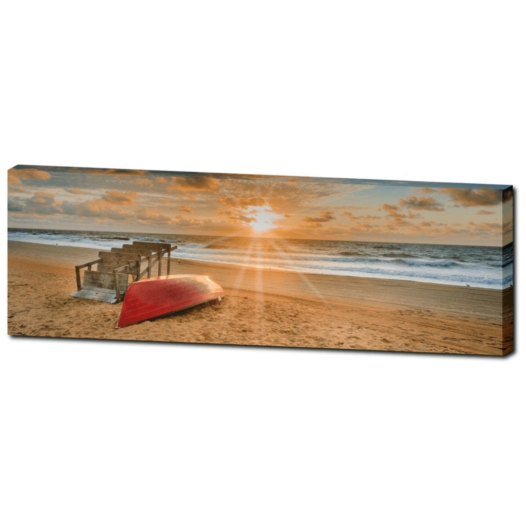 Jersey Lifeguard Chair Sunrise Canvas Gallery Wrap Premium Canvas Gallery Wrap CG Pro Prints 12x36 