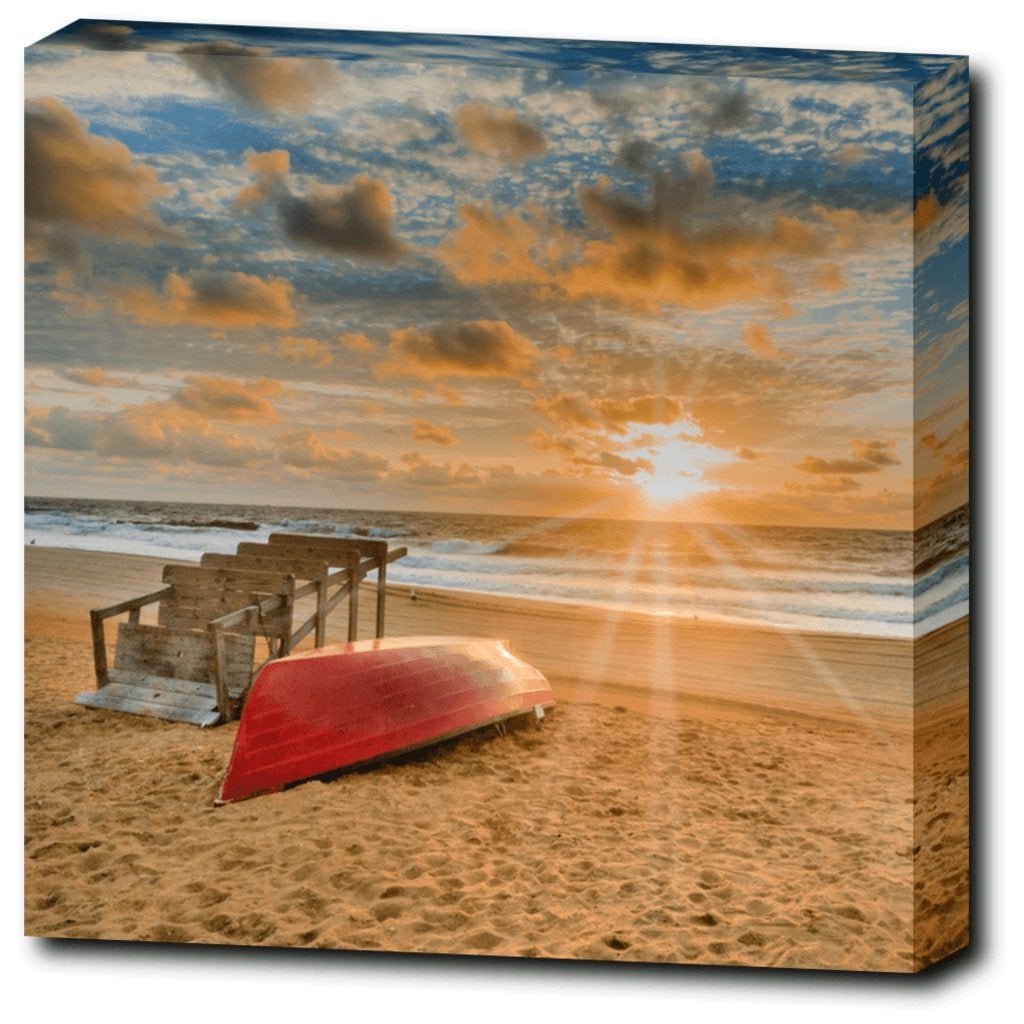 Jersey Lifeguard Chair Sunrise Canvas Gallery Wrap Premium Canvas Gallery Wrap CG Pro Prints 
