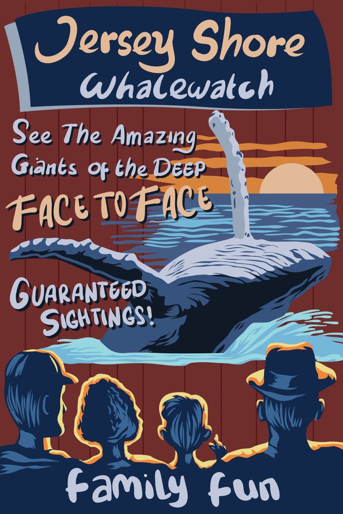Jersey Shore Whale Watch Poster Retro Bill McKim Photography 