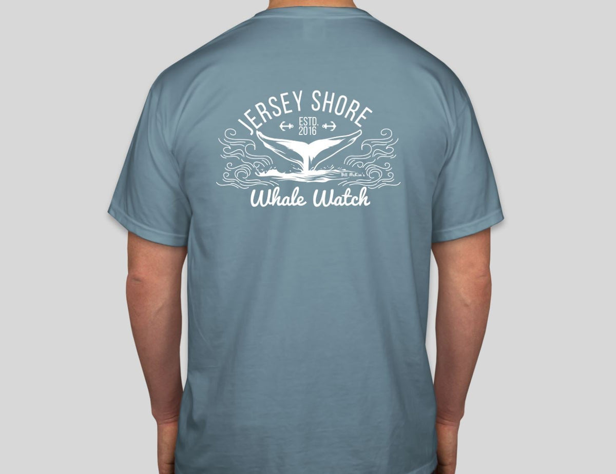 Jersey Shore Whale Watch Tshirt Amazing Quality Preshrunk Bill McKim Photography LG - Blue 