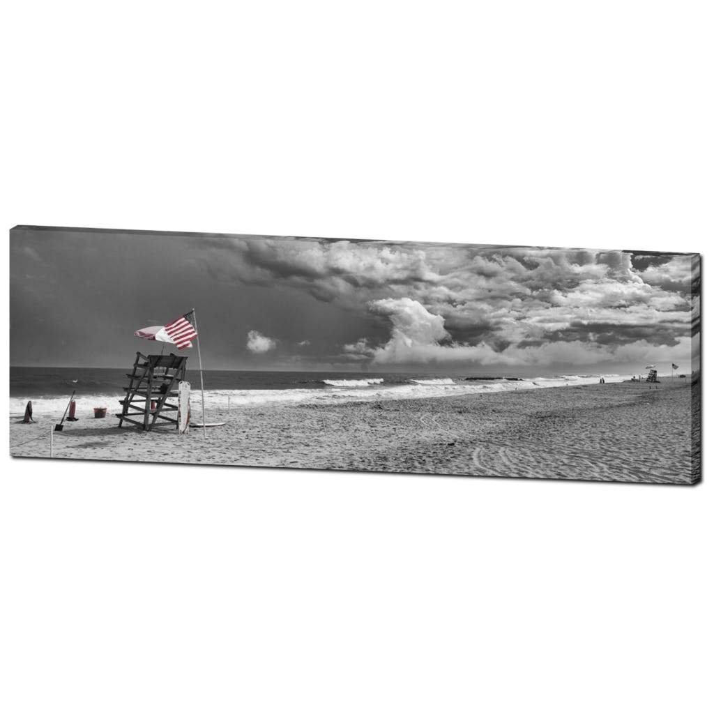 Lifeguards &amp; American Flag Vintage Jersey shore Photograph Premium Canvas Gallery Wrap CG Pro Prints 