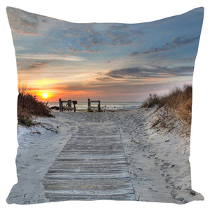 Outdoor Pillows Spring Lake Beach Entrance Before Sandy Bill McKim Photography 26x26 inch With Zipper (insert included) 