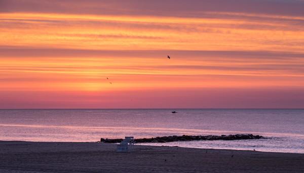 Sherbert Sunrise | Jersey Shore lifeguard chair Prints McKim Photography 