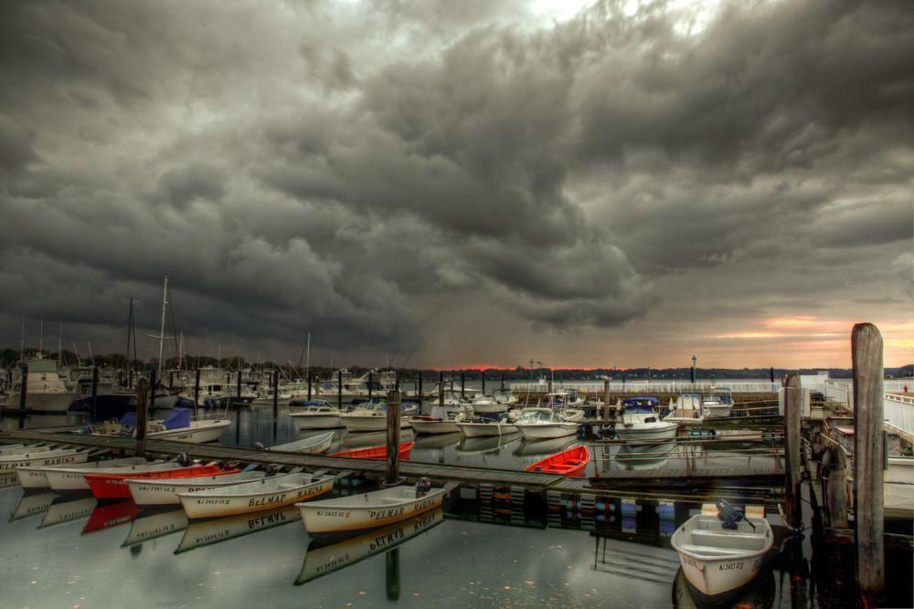 Storm blows into Belmar Marina Prints Belmar 