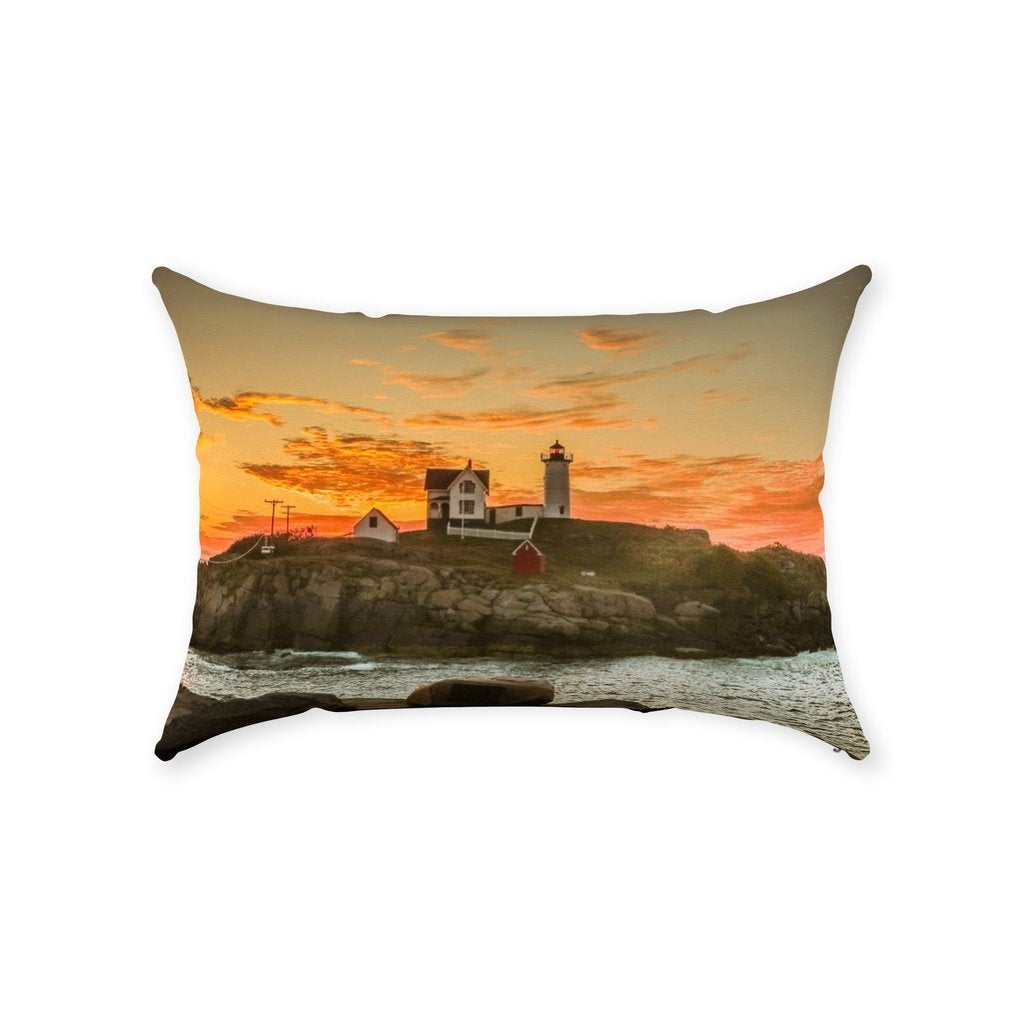 Throw Pillow Nubble Lighthouse Bill McKim Photography With Zipper Cotton Twill 14x20 inch