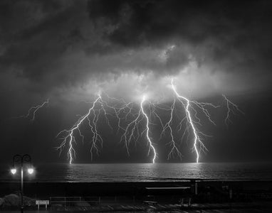 Triple Strike Lightning at the Beach HD Metal Print Bill McKim Photography 