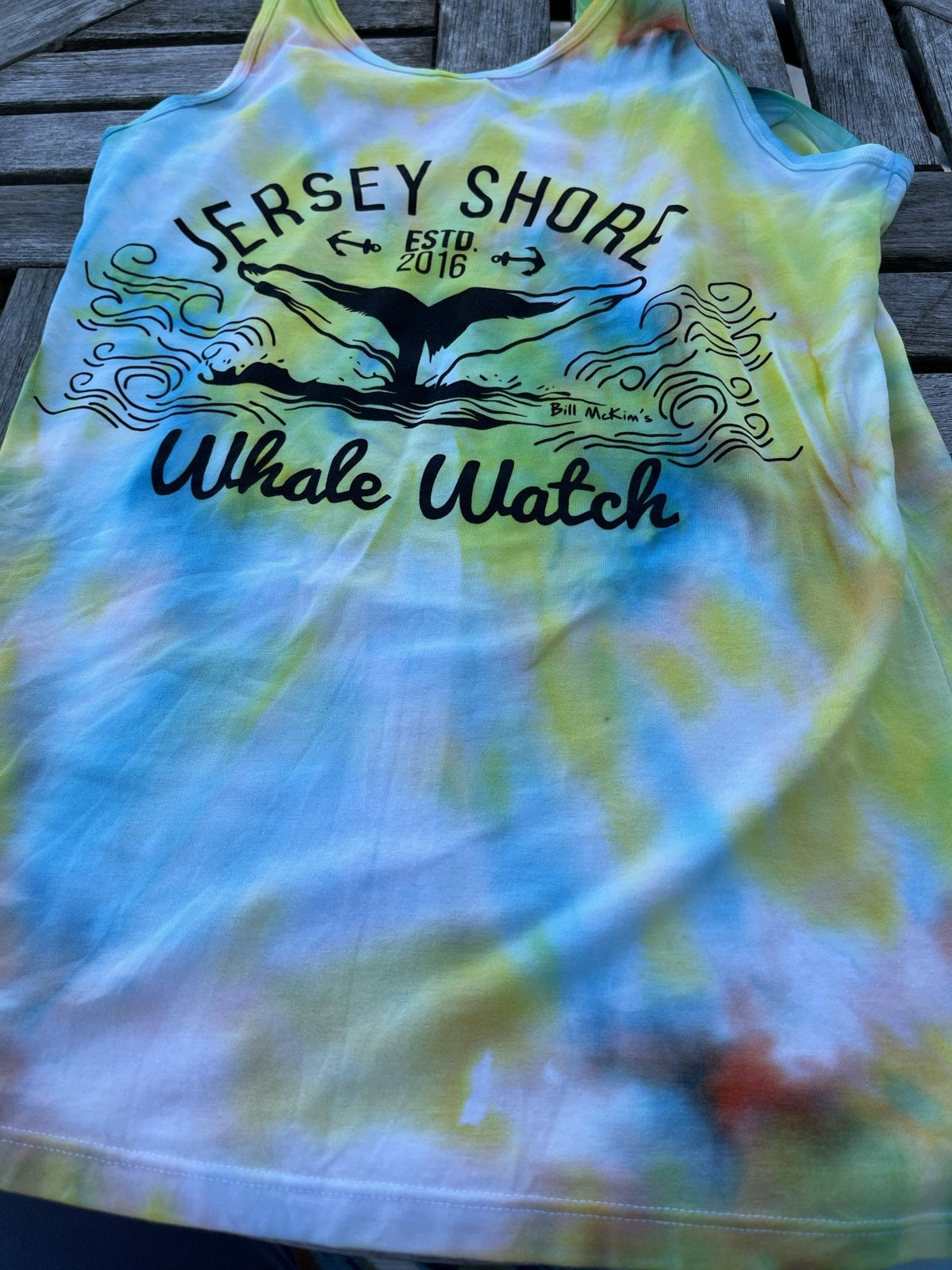 Unique Tie Dye Jersey Shore Whale Watch T-shirt Original Design Bill McKim Photography 