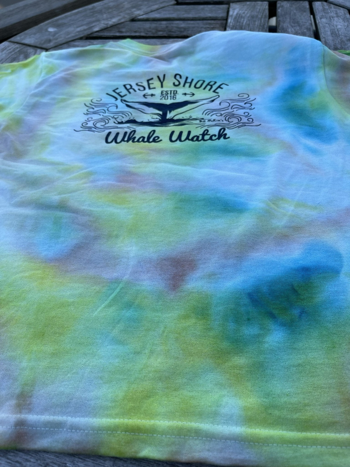 Unique Tie Dye Jersey Shore Whale Watch T-shirt Original Design Bill McKim Photography Large Tie Dye 