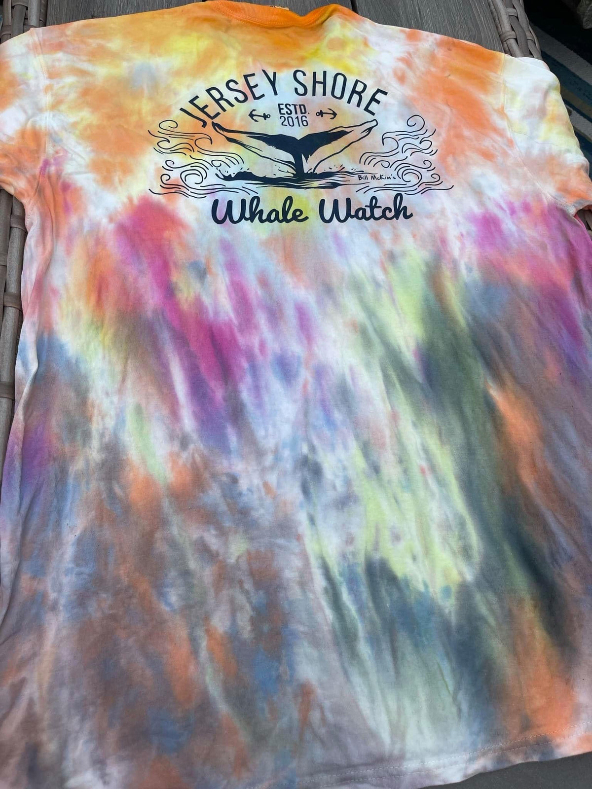 Unique Tie Dye Jersey Shore Whale Watch T-shirt Original Design Bill McKim Photography Medium tie dye 