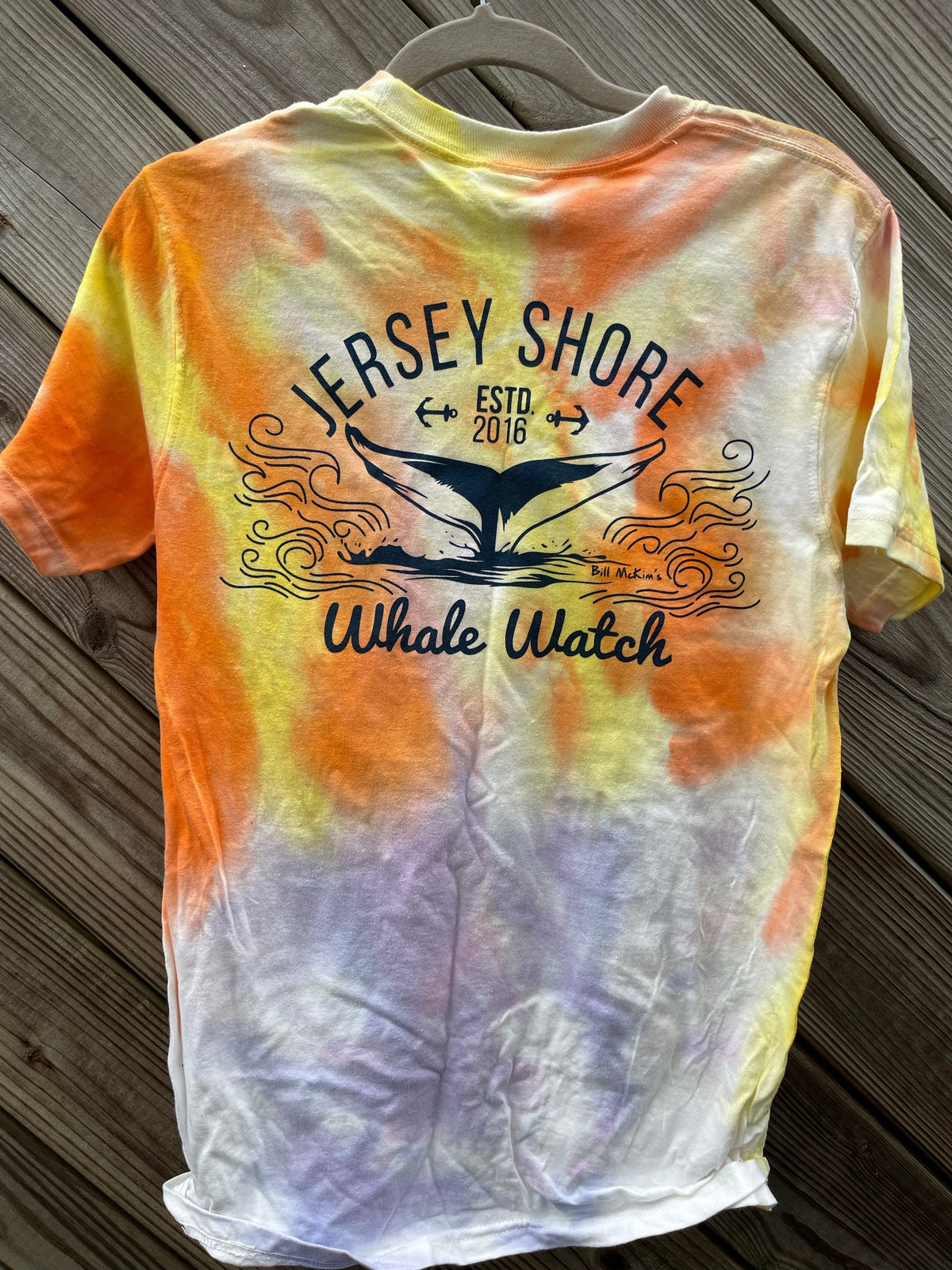 Unique Tie Dye Jersey Shore Whale Watch T-shirt Original Design Bill McKim Photography XXL White 
